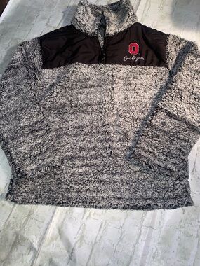 Game day Gray and Black Sherpa Cowl Pullover